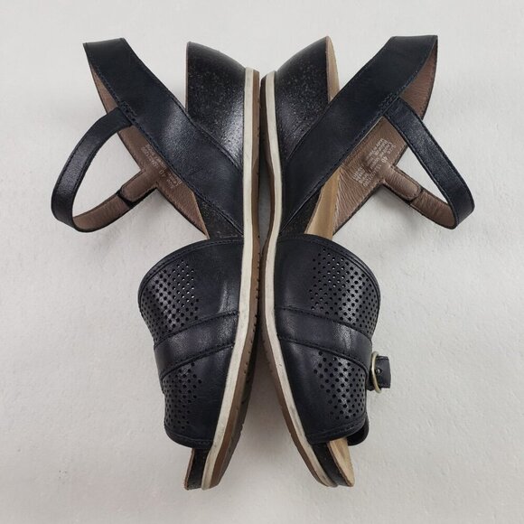 Dansko Vanna Wedge Slingback Sandal Womens 9.5-10 40 Black Strappy Peep Toe Shoe - Picture 6 of 10